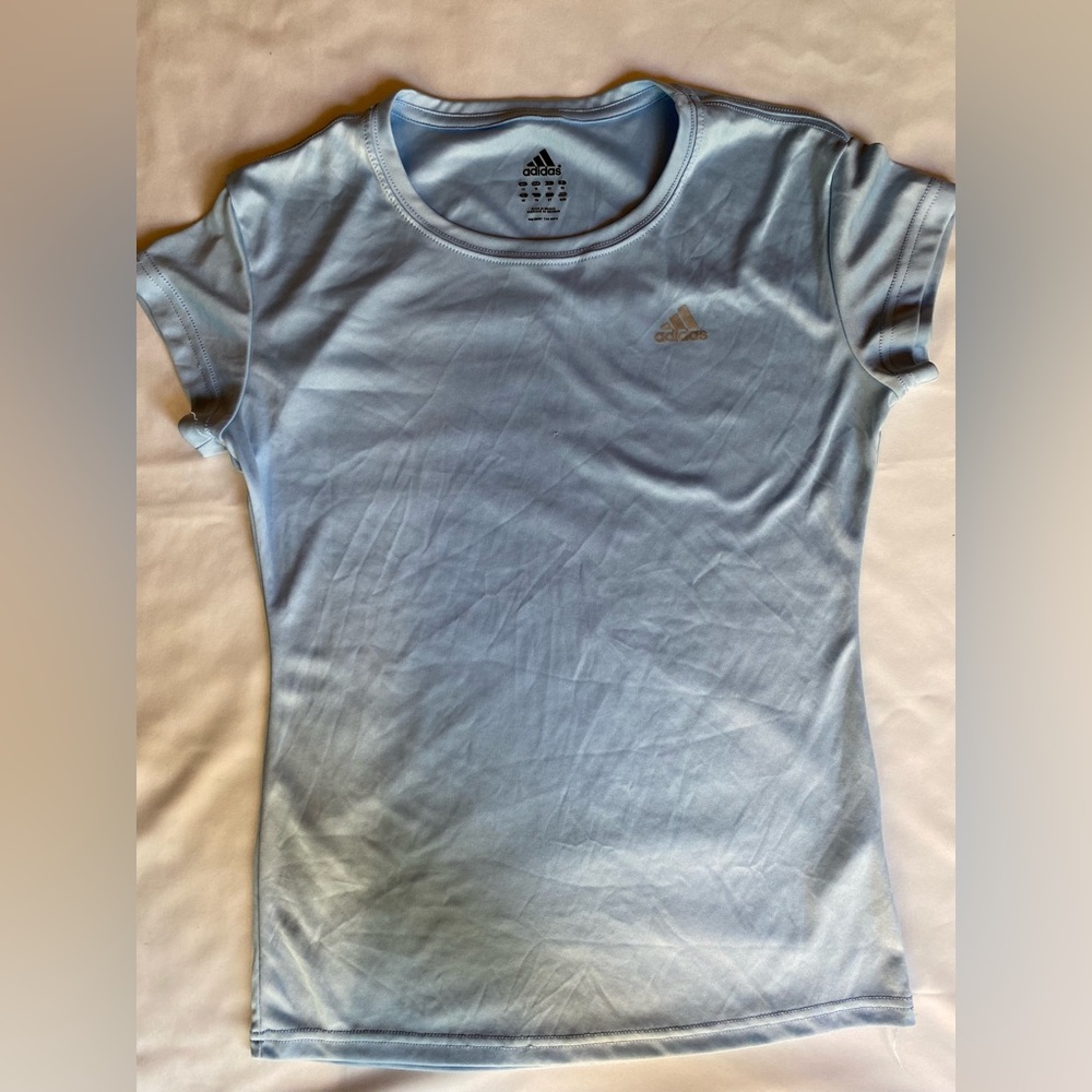 Preppy athleisure baby blue top